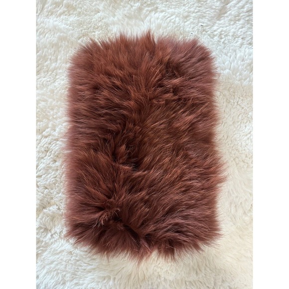 Loeffler Randall shadow fox Fur scarf burgundy red Infinity Neck Warmer Finland - Picture 2 of 6